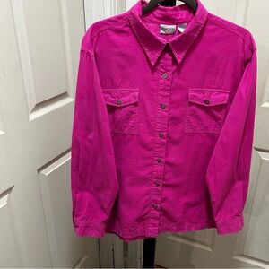 Vintage Chico's corduroy Fuchsia Button-Down Shirt.
